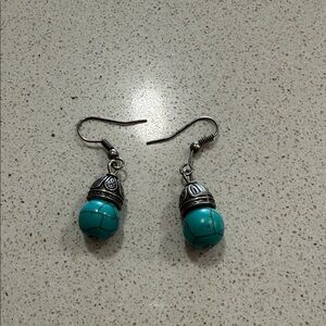 Turquoise and Silver Dangle Earrings